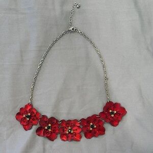 Elegant Red Floral Necklace
